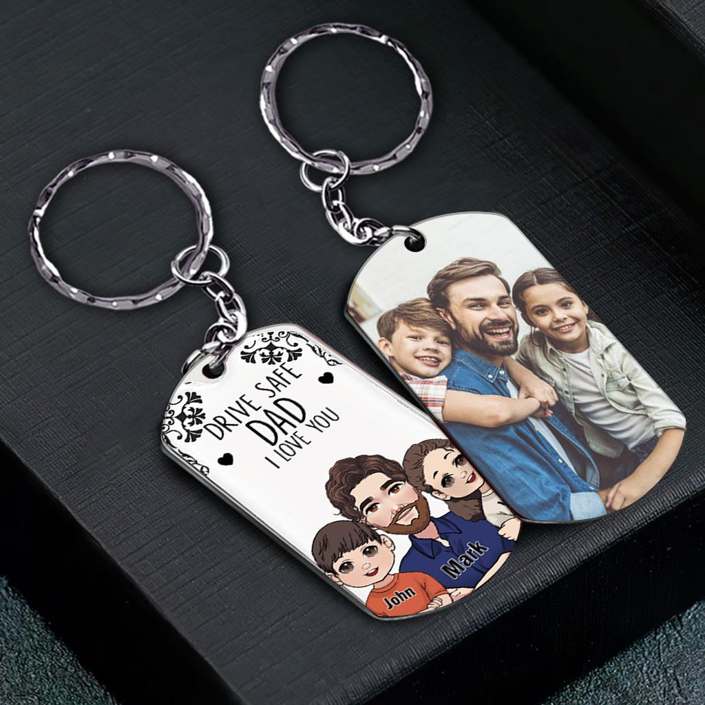 Conduisez prudemment - Cadeau pour grand-père, papa, oncle, frère - Porte-clés personnalisé en acier inoxydable