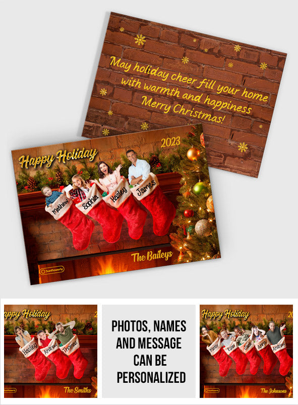 Family Stocking Stuffers Holiday Card - Personalized Family Greeting Card