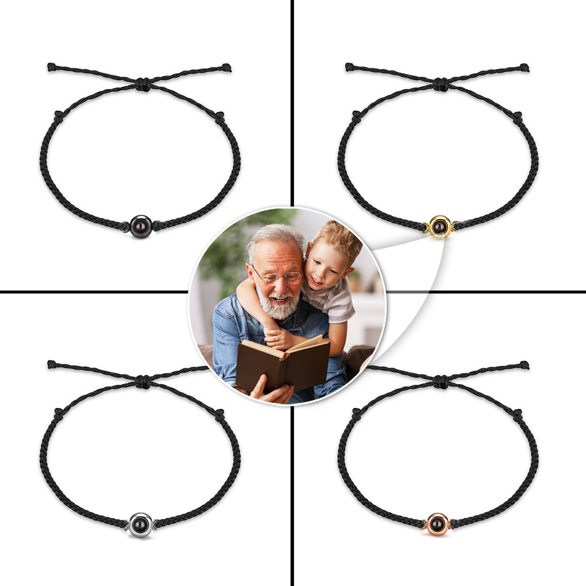 Je t'aime, Papi - Cadeau pour grand-père - Bracelet à projection personnalisé