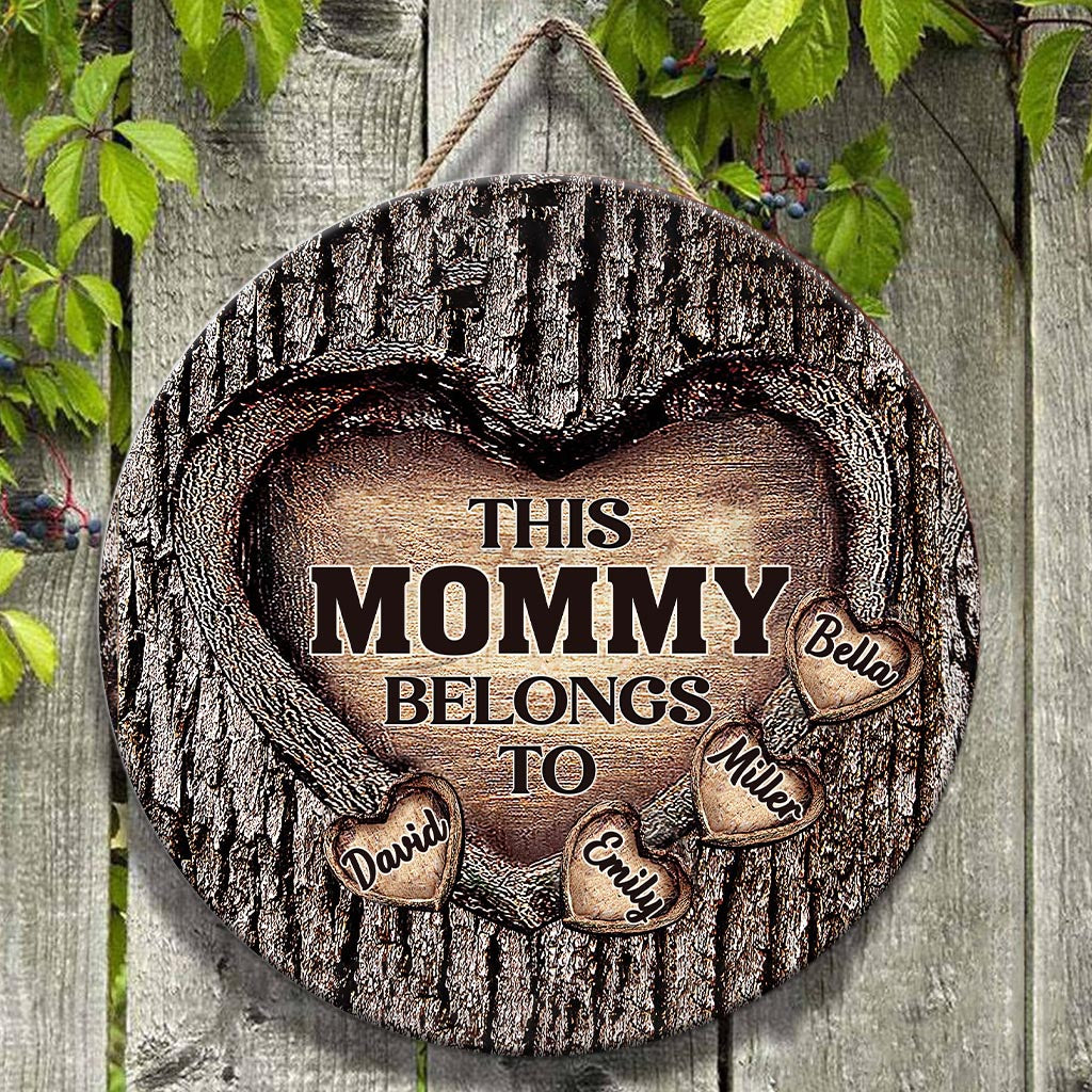 Le Cœur de Papa - Cadeau pour papa, grand-mère, grand-père, maman, oncle, tante, frère, sœur - Panneau rond en bois personnalisé