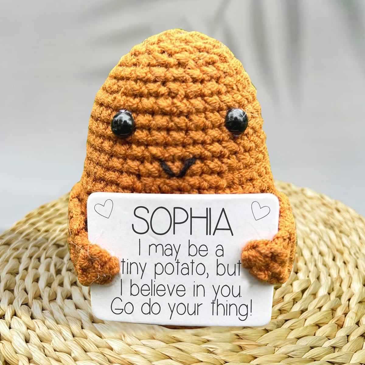 Positive Potato - Figurine tricotée à la main et personnalisée