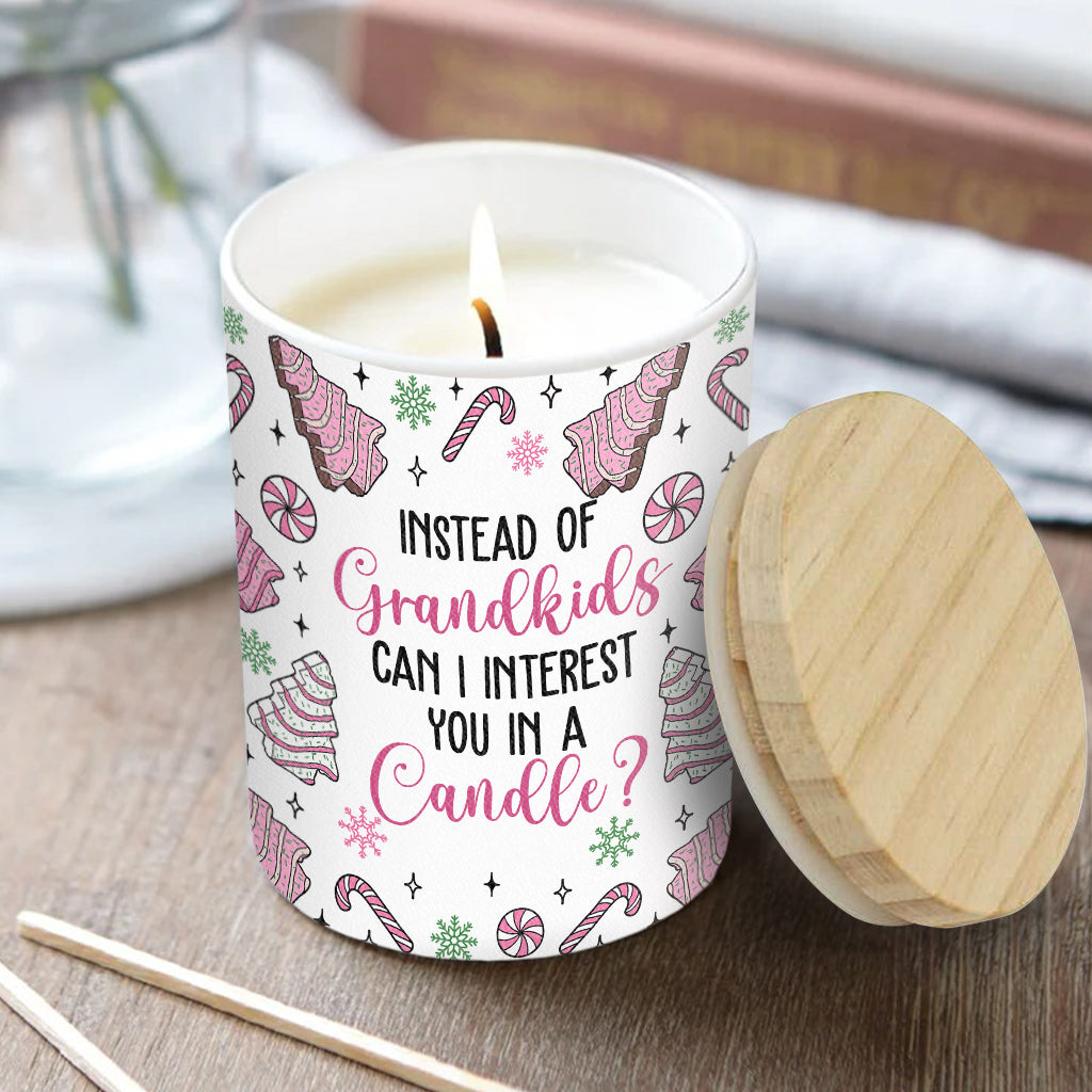 Au lieu de petits-enfants - Cadeau pour maman - Bougie personnalisée avec couvercle en bois