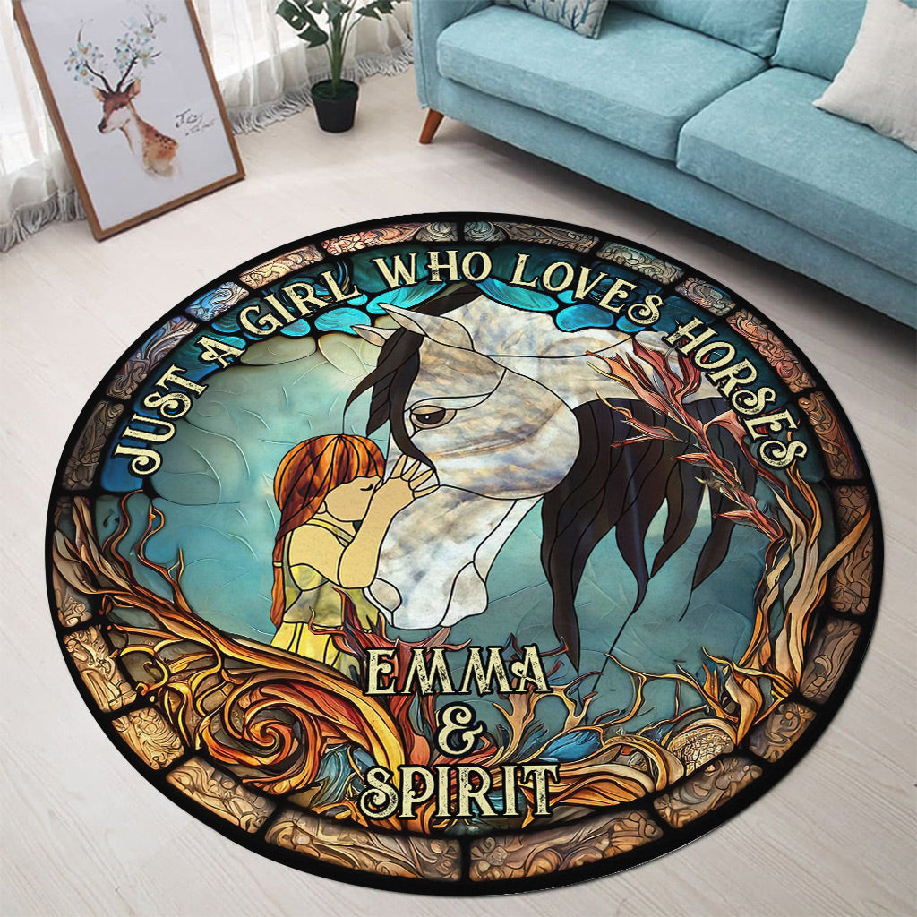 Just A Girl Who Loves Horses - Personalized Horse Round Rug