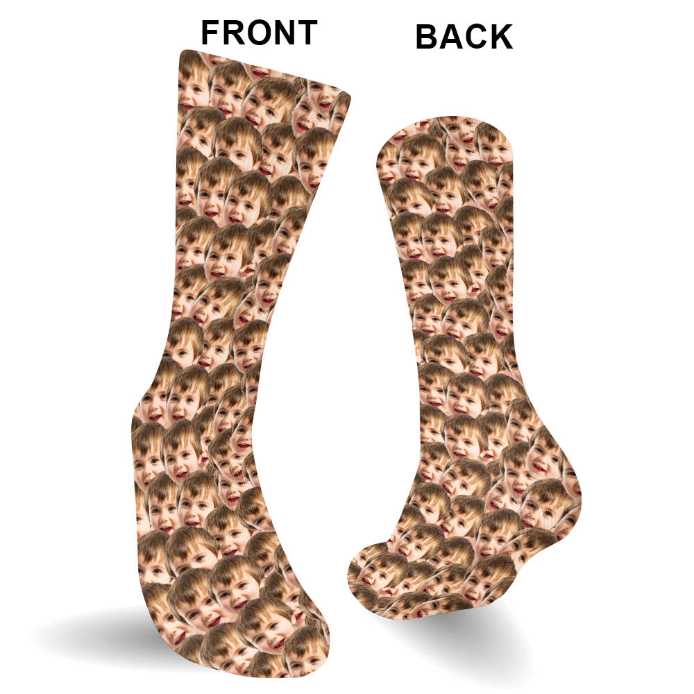 Chaussettes personnalisées pour petit-fils avec visage imprimé - Modèle à motif imprimé