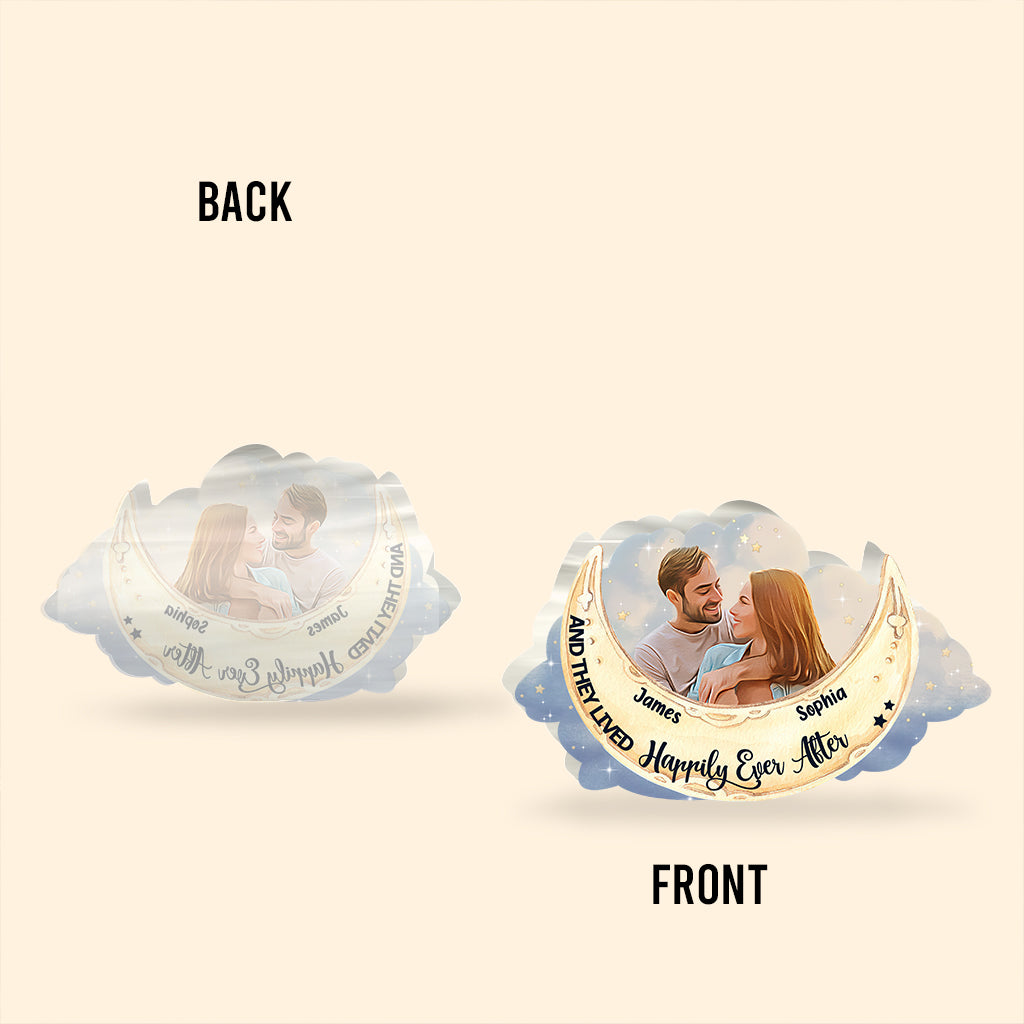 Je t'aime jusqu'à la lune et retour - Plaque acrylique personnalisée pour couple