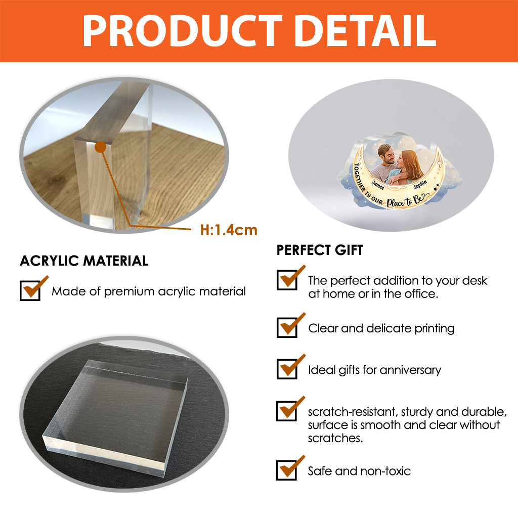 Je t'aime jusqu'à la lune et retour - Plaque acrylique personnalisée pour couple