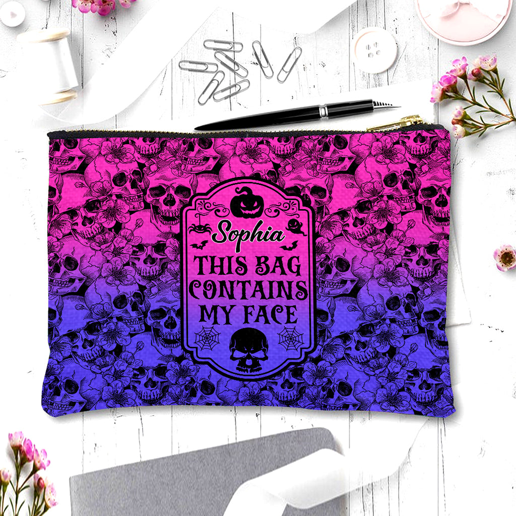 Ce sac contient mon visage - Pochette personnalisée en forme de crâne