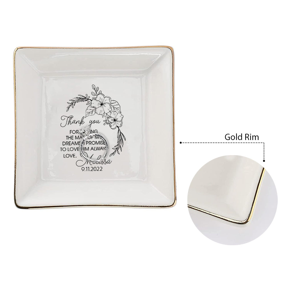 Merci d'avoir élevé l'homme de mes rêves - Cadeau de la mariée pour la mère du marié - Cadeau de mariage pour la belle-mère - Plat à bijoux personnalisé