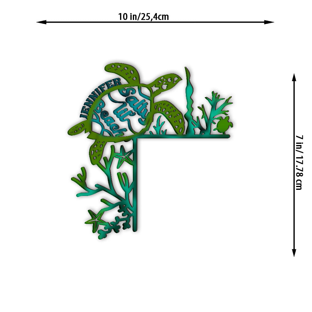 Salty Lil' Beach - Décoration personnalisée pour cadre de porte en forme de tortue