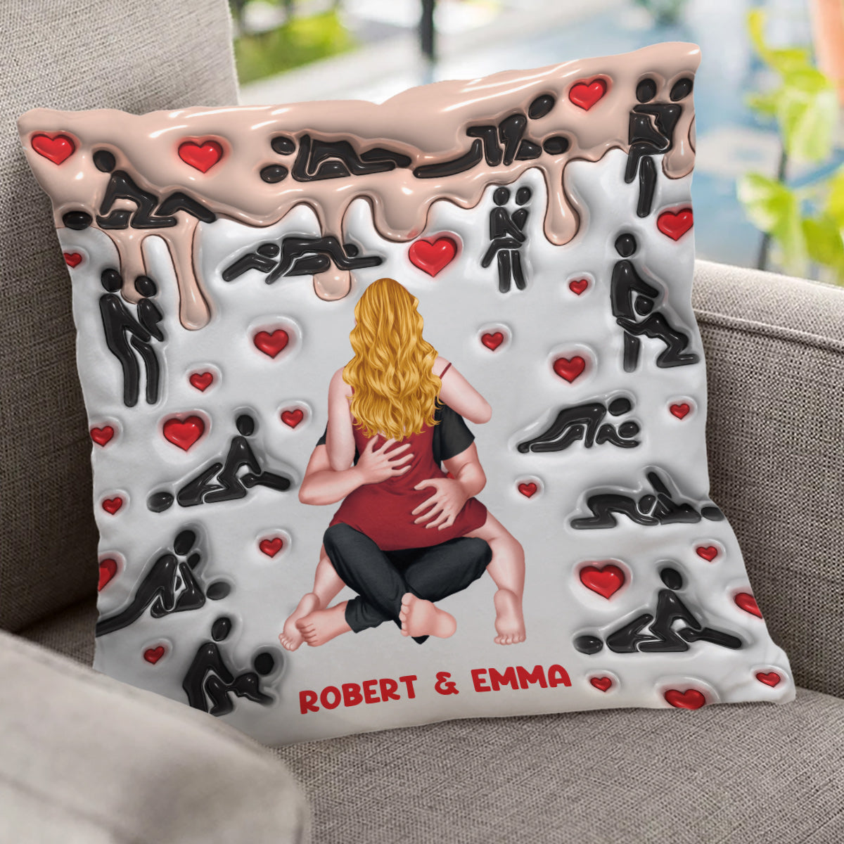 Je t'aime - Coussin décoratif personnalisé pour couple