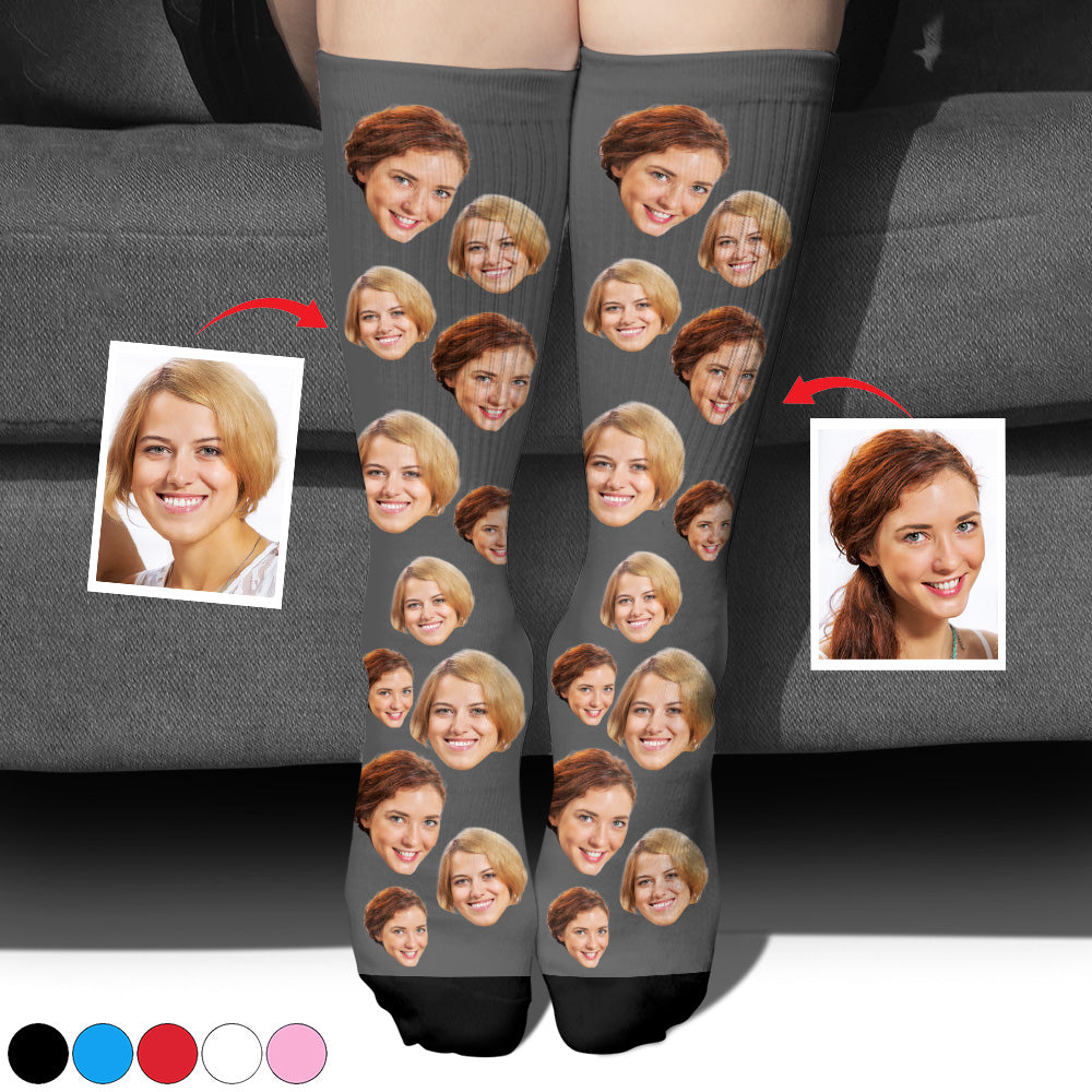 Chaussettes personnalisées pour meilleures amies - Visage personnalisé