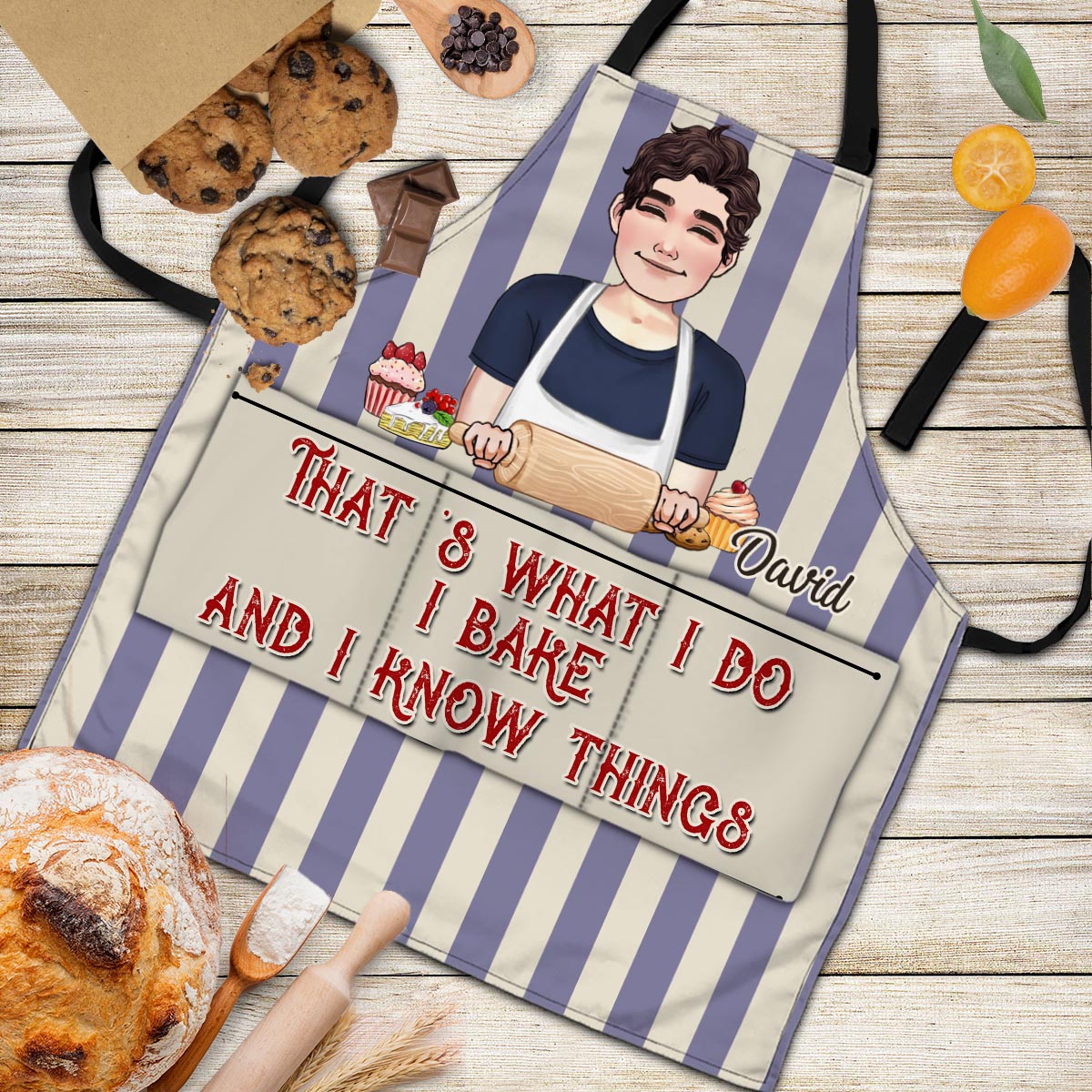 I Bake And I Know Things - Baking gift for mom, dad, daughter, son, girlfriend, boyfriend, wife, husband, sister, brother, friend - Personalized Apron