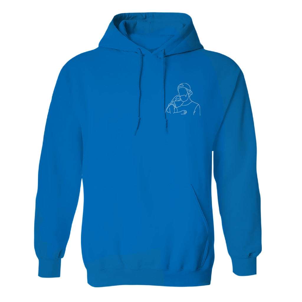Sweat à capuche brodé personnalisé pour papa - Illustration au trait - Sweat à capuche brodé personnalisé