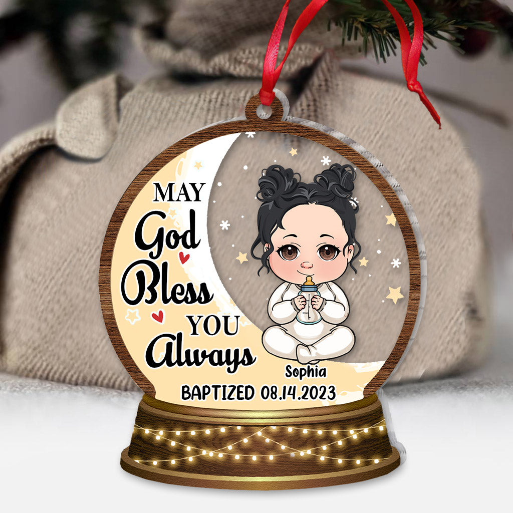 May God Blessed You Always - Personalized Newborn Transparent Ornament