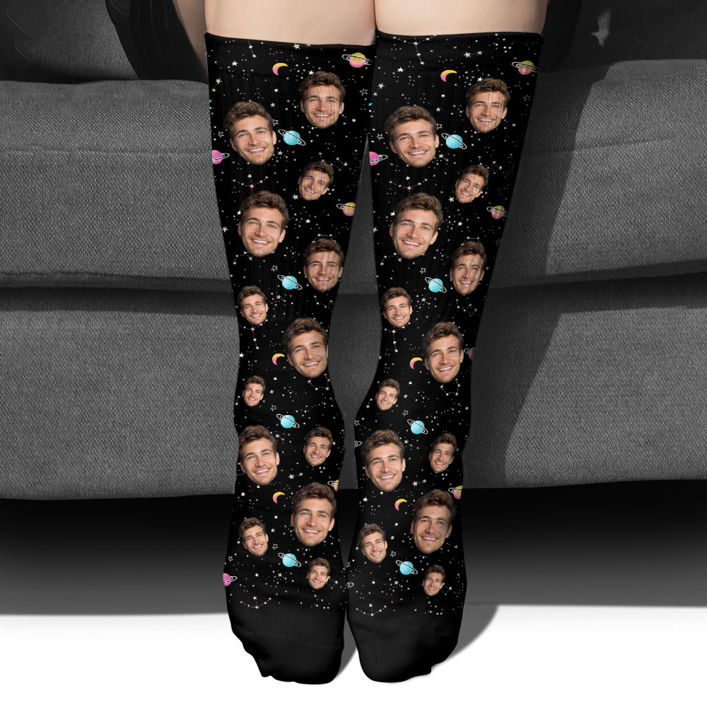 Chaussettes personnalisées pour oncle - Face personnalisée Galaxy