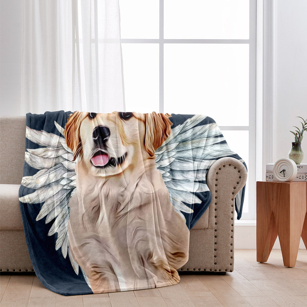Couverture personnalisée Ailes d'ange pour chien et chat - Cadeau idéal pour les amoureux des chiens et des chats, ou pour ceux qui ont perdu leur animal -