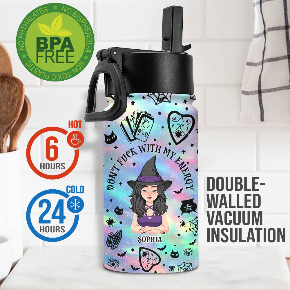 Don't F With My Energy - Personalized Witch Kids Water Bottle