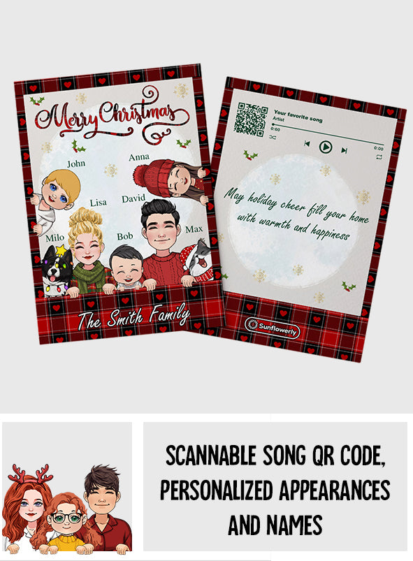 Carte de vœux personnalisée « Bonhomme de neige pour Noël » pour toute la famille