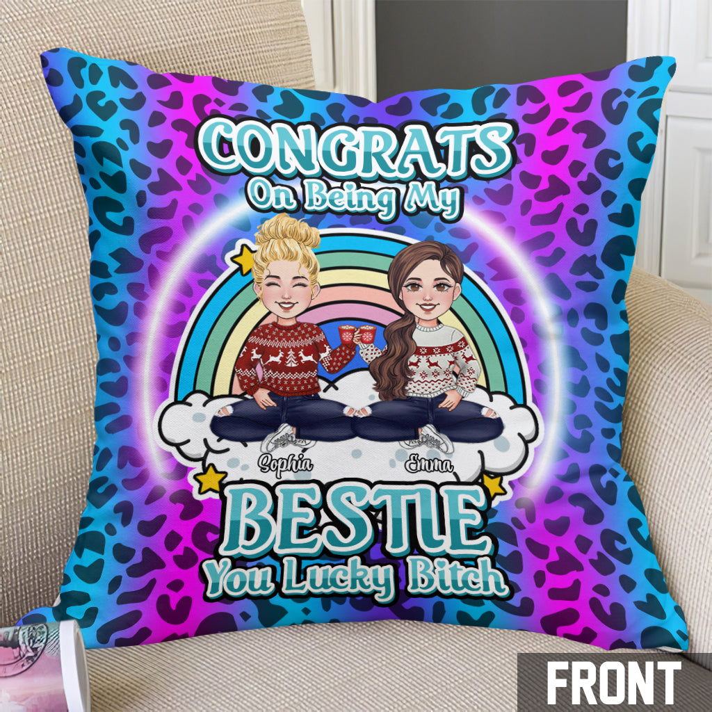 Félicitations pour être mes meilleures amies ! - Cadeau pour une amie - Coussin décoratif personnalisé