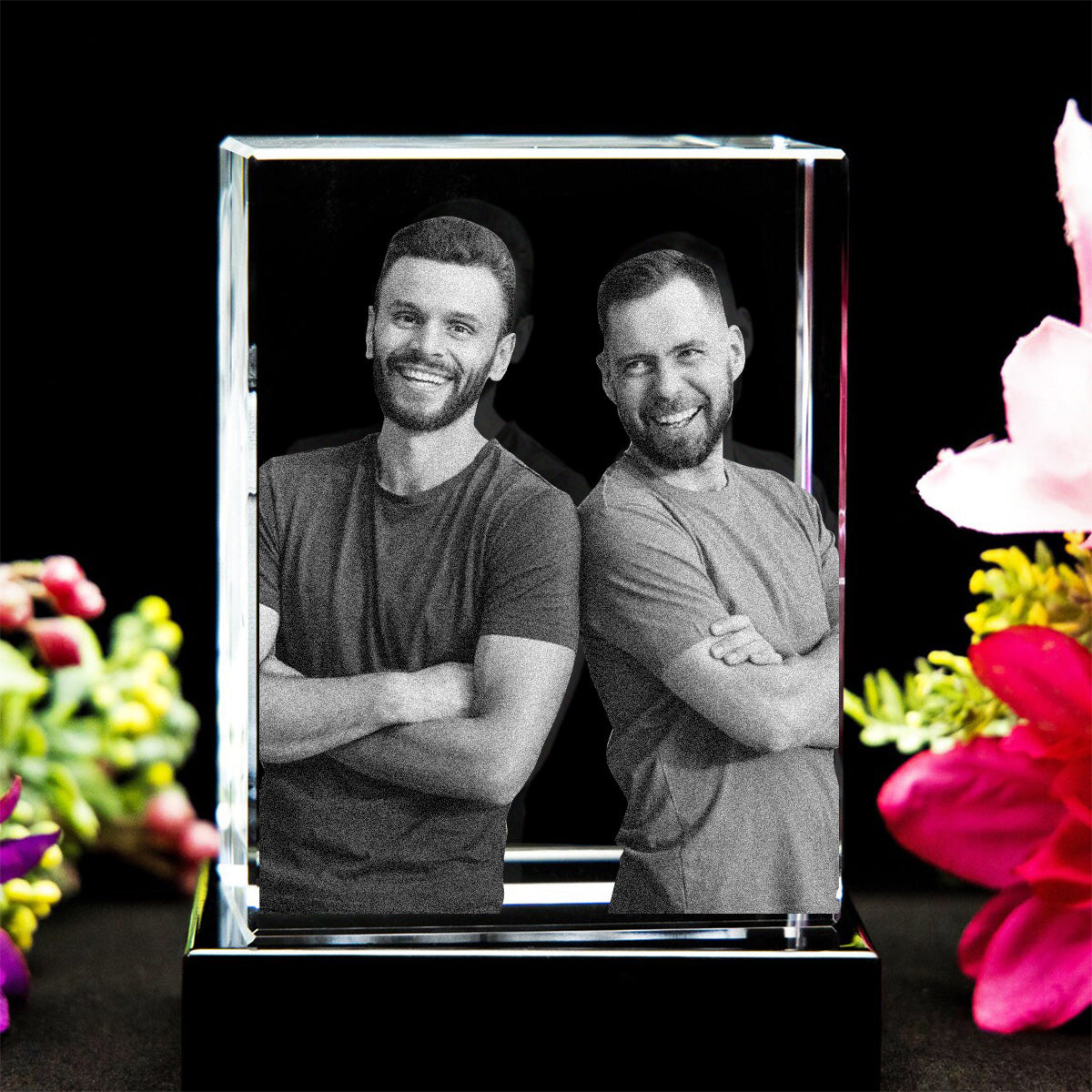 Custom Photo - Personalized Son Laser Engraving 3D Cuboid Shaped Crystal Lamp