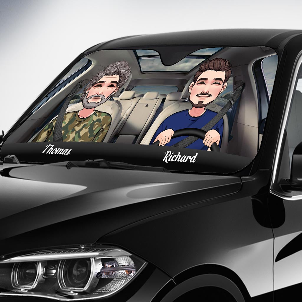 L'aventure vous attend ! - Cadeau pour couple (femme, mari, petite amie, petit ami, maman, papa) - Pare-soleil de voiture personnalisé