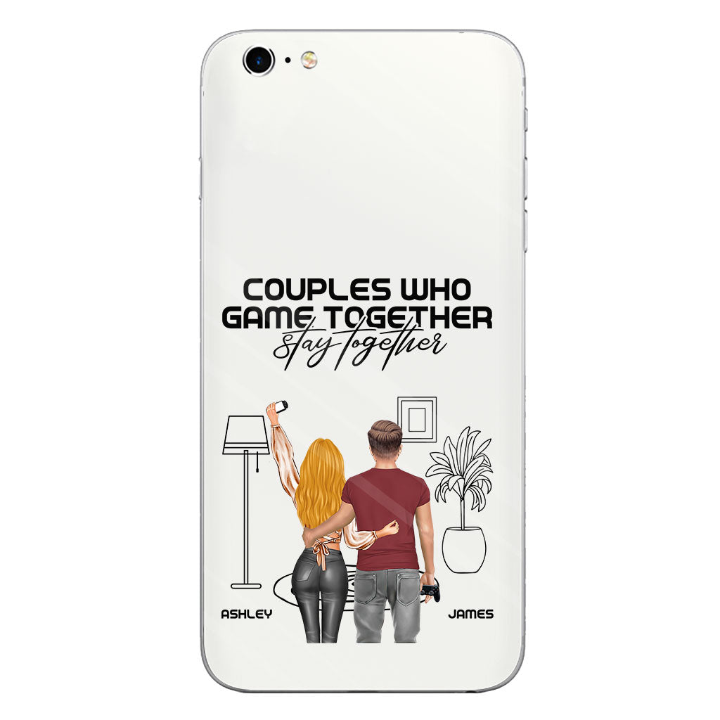 Les couples qui jouent ensemble restent ensemble - Coque de téléphone transparente personnalisée pour jeux vidéo