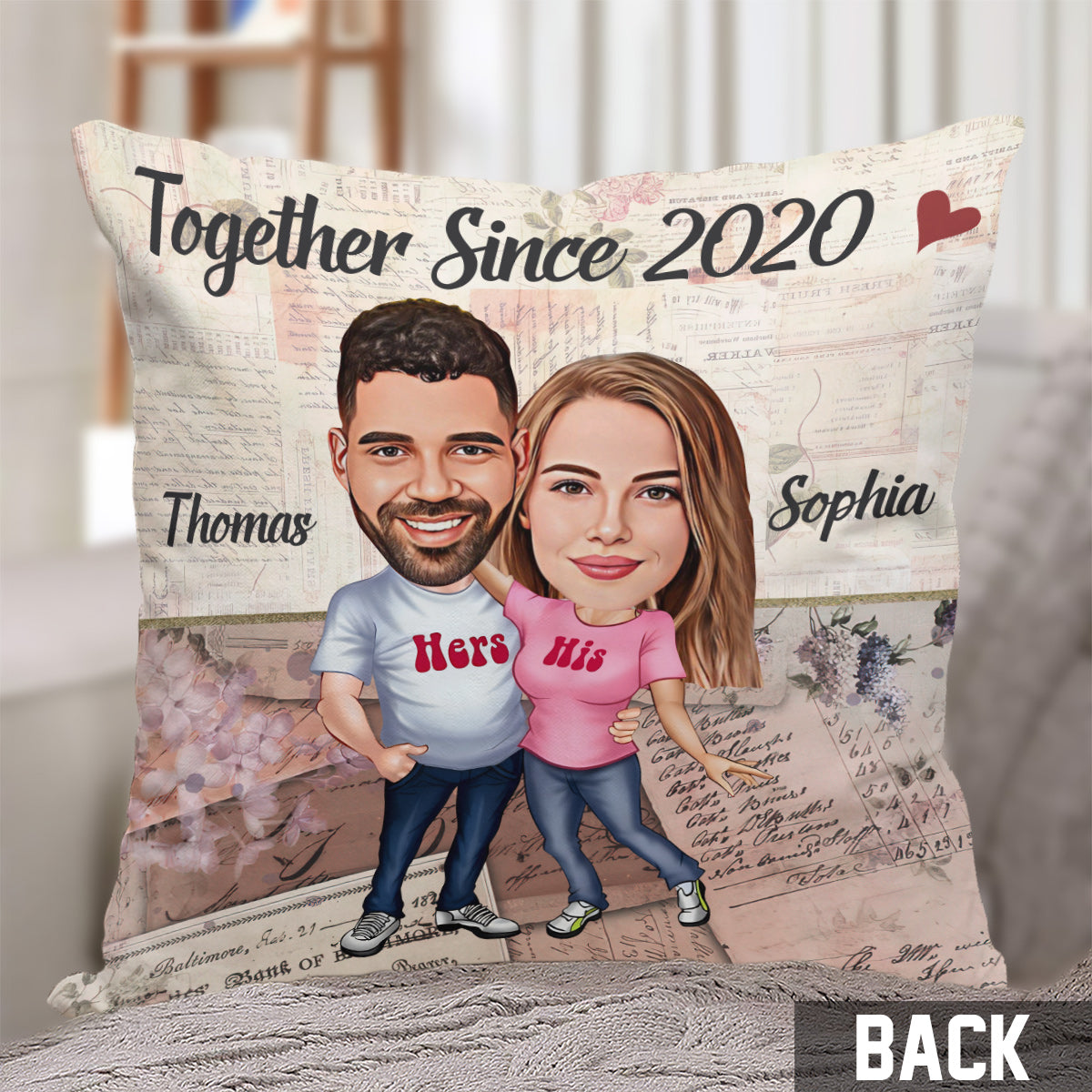 Ensemble depuis - Coussin décoratif personnalisé pour couple