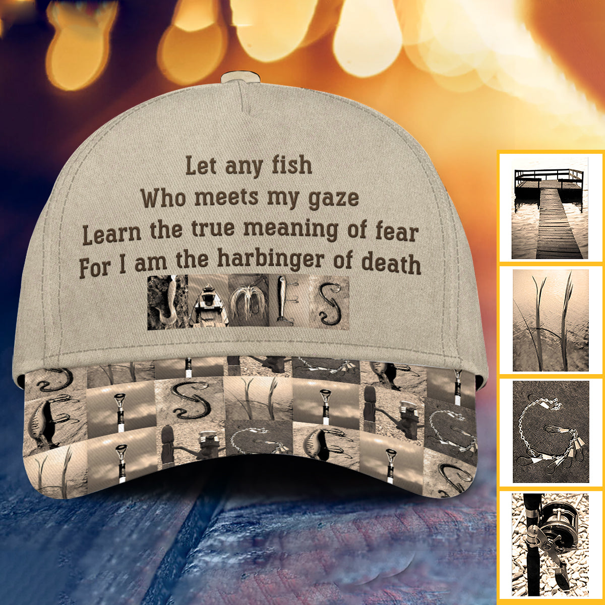 Let Any Fish Who Meets My Gaze Vintage Fishing Alphabet - Personalized Fishing Classic Cap