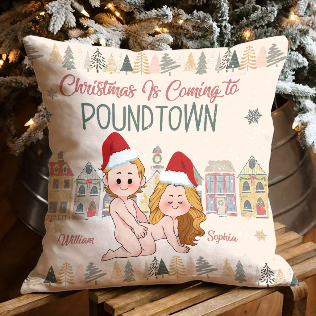Joyeux Noël à Poundtown - cadeau pour mari, petit ami, petite amie - Coussin décoratif personnalisé