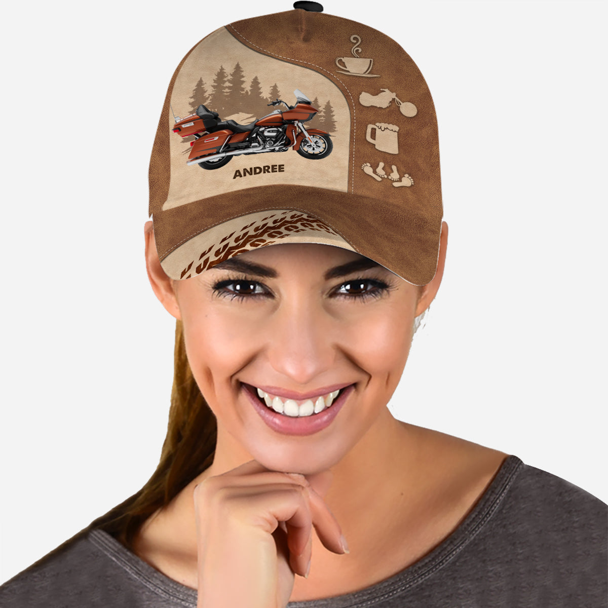 Happy Life - Casquette de motard classique personnalisée