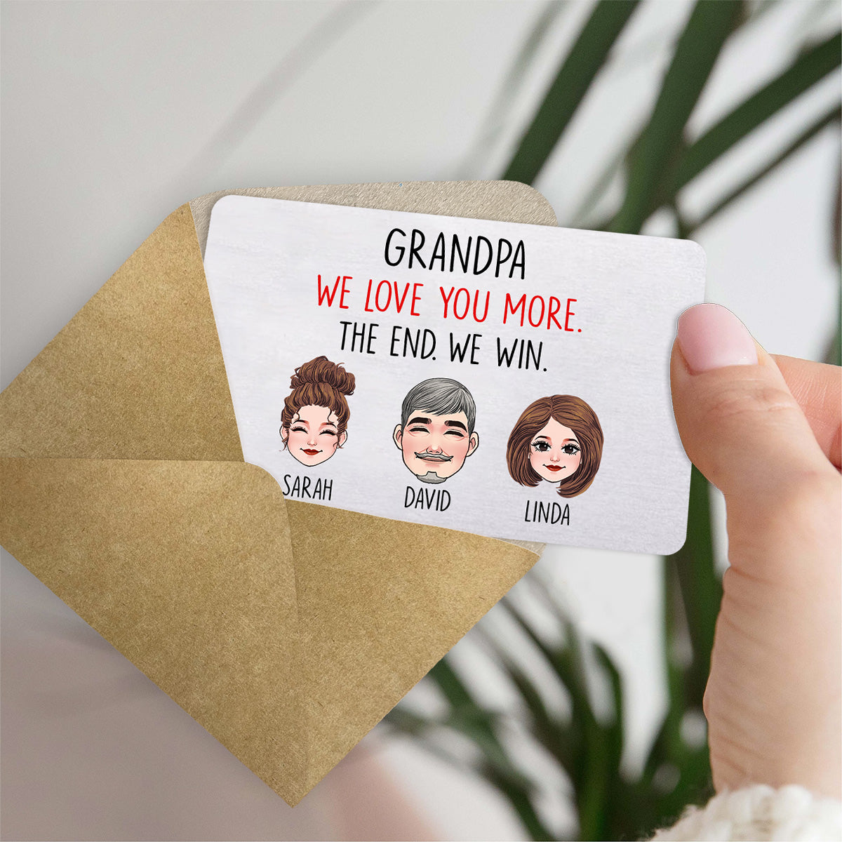 Papa, je t'aime plus que tout - Cadeau pour papa, grand-mère, grand-père, maman, oncle, tante, ami, frère, sœur - Carte personnalisée à glisser dans un portefeuille