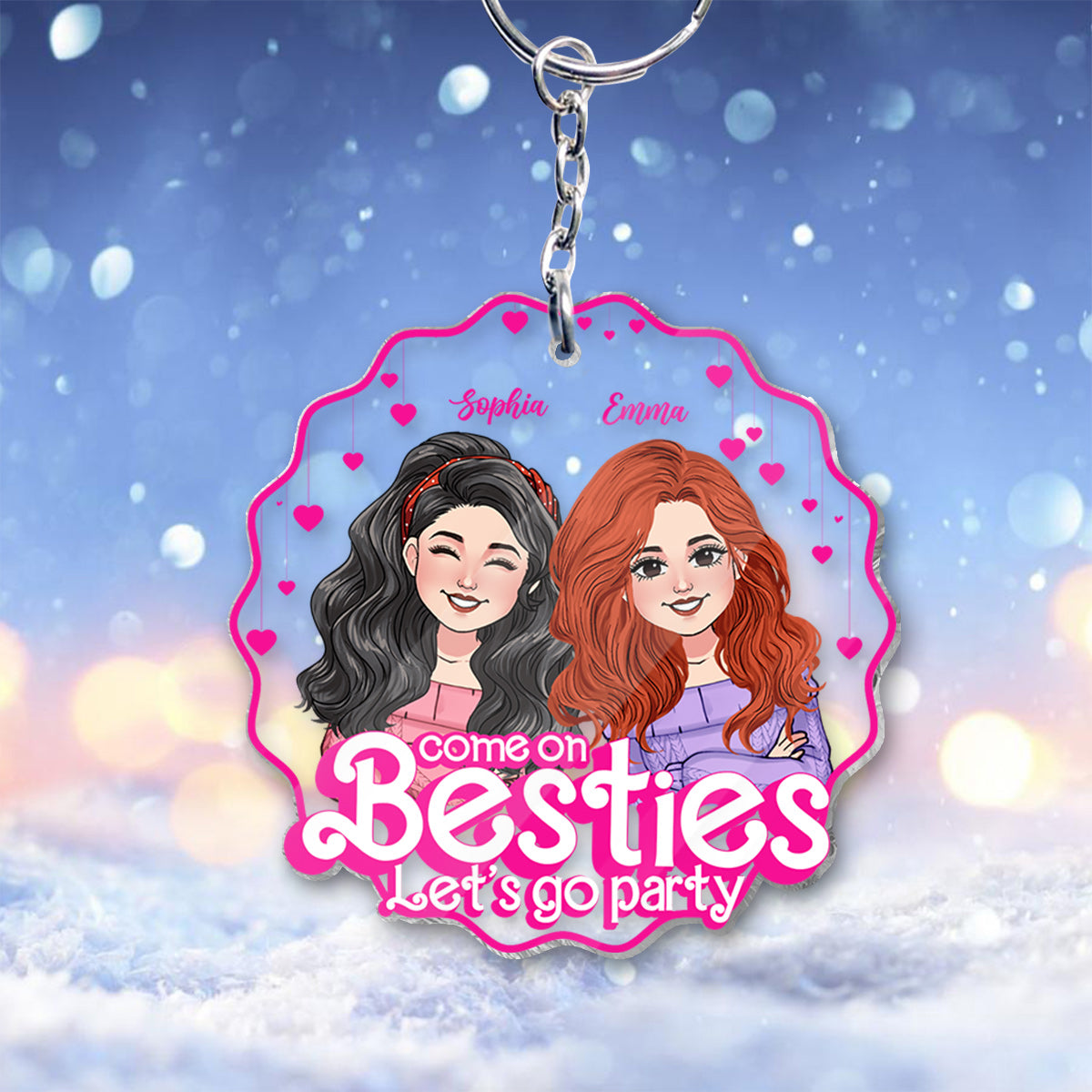 Allez les copines, on fait la fête ! - Cadeau pour une amie - Porte-clés transparent personnalisé