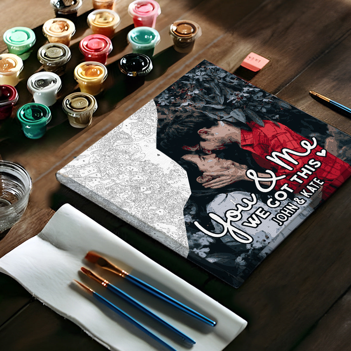 Toi et moi, on y arrive ! – Kit de peinture par numéros personnalisé pour couples