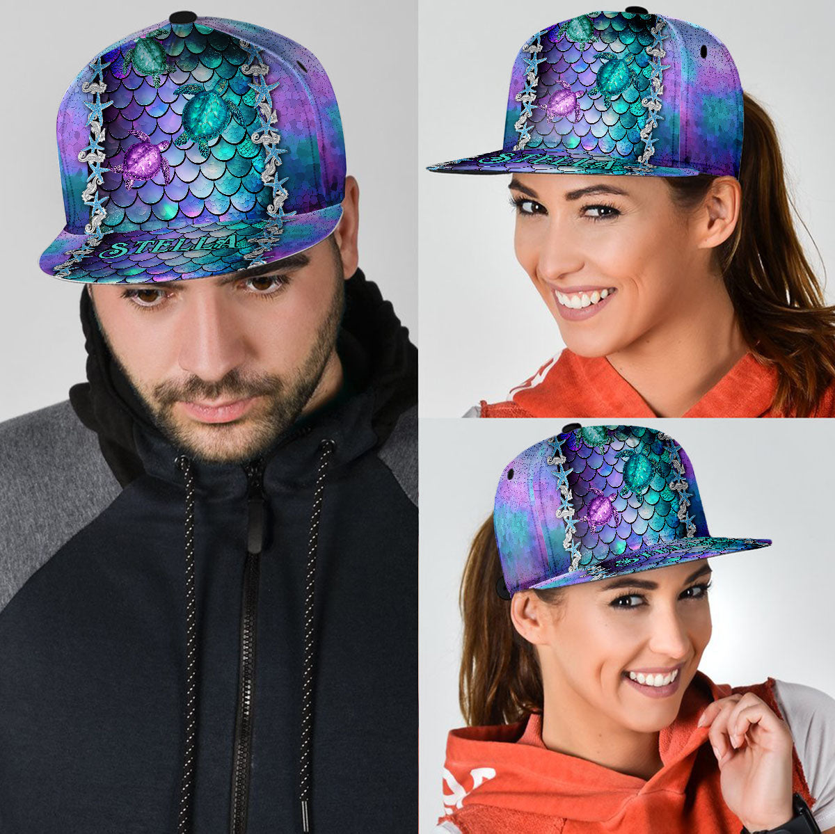 Légende de l'océan bleu - Casquette personnalisée Tortue