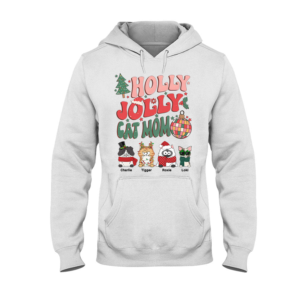 Holly Jolly Cat Mom/Dog Mom - Personalized Cat T-shirt And Hoodie