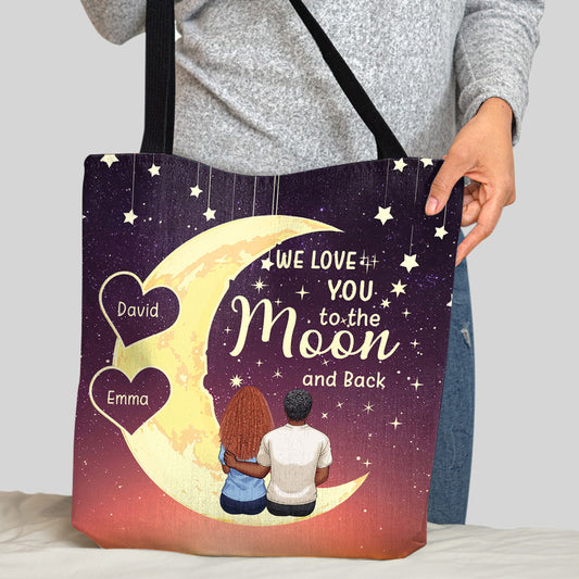 Aller et revenir de la Lune - Cadeau pour grand-mère, maman, fille, petite-fille - Sac fourre-tout personnalisé