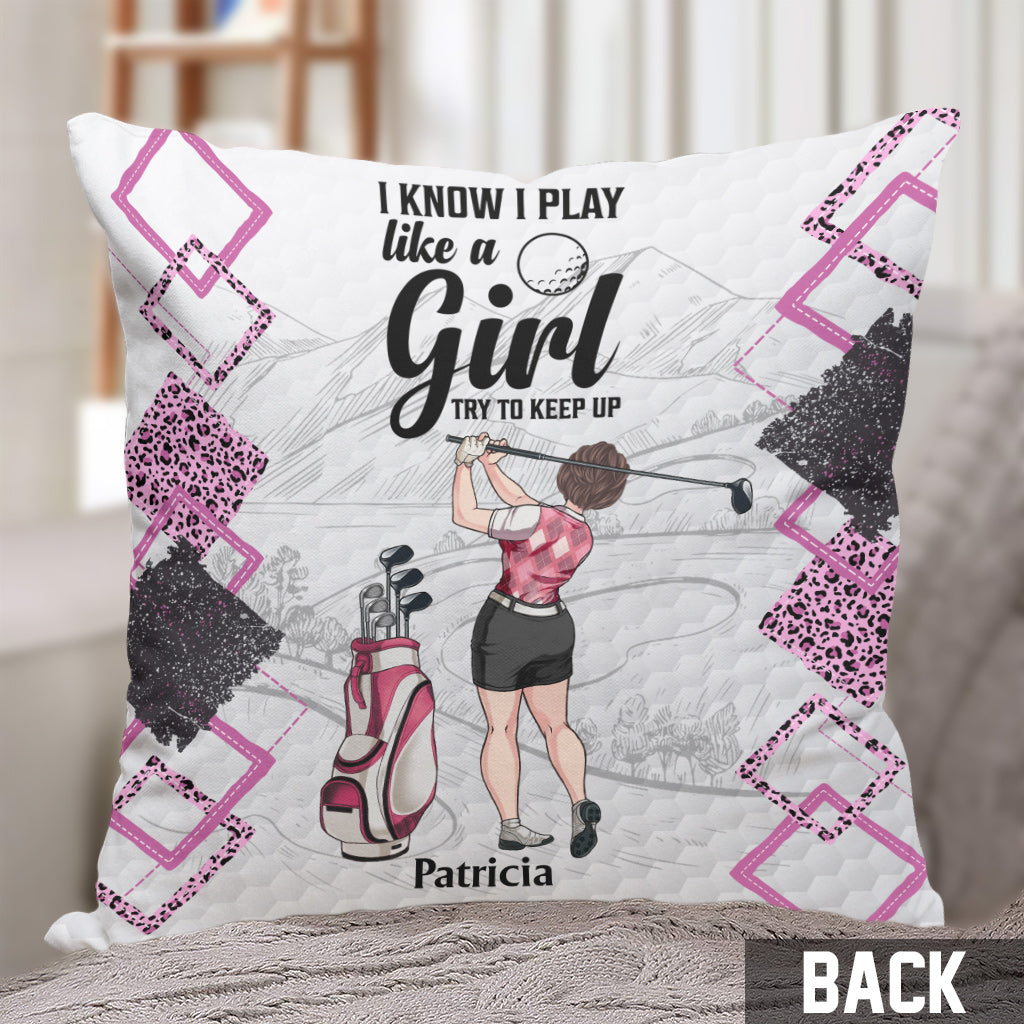 Cours de golf - Cadeau de golf pour elle, petite amie, épouse, fille - Coussin décoratif personnalisé