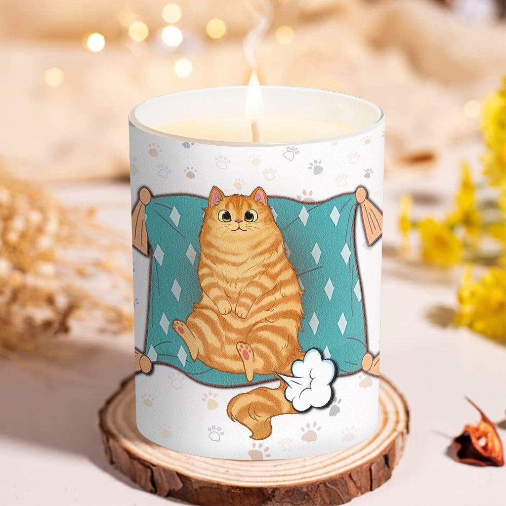 Parce que le chat a pété - Bougie personnalisée pour chat avec couvercle en bois