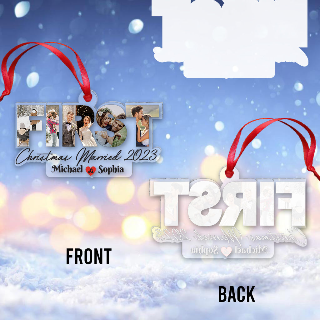 Premier Noël de jeunes mariés - cadeau pour mari et femme - Ornement transparent personnalisé