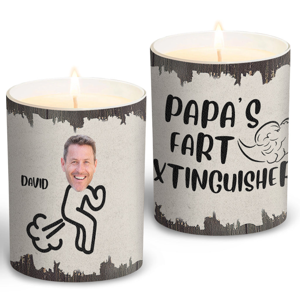 Extincteur de pets - Cadeau pour papa, grand-mère, grand-père, maman, oncle, tante, fils, fille, frère, sœur, petite-fille, petit-fils, mari, femme, petit ami, petite amie, ami - Bougie personnalisée avec couvercle en bois