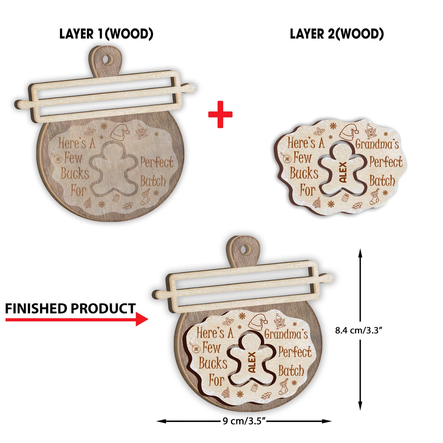 Voici quelques euros pour le lot parfait de grand-mère - Cadeau pour grand-mère, fille, fils, petite-fille, petit-fils - Ornement personnalisé en deux parties