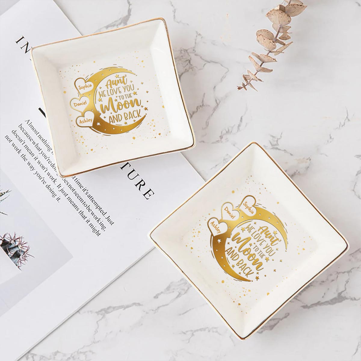 Je t'aime jusqu'à la lune et retour - Cadeau pour maman, grand-mère, grand-père, oncle, tante, papa - Porte-bijoux personnalisé