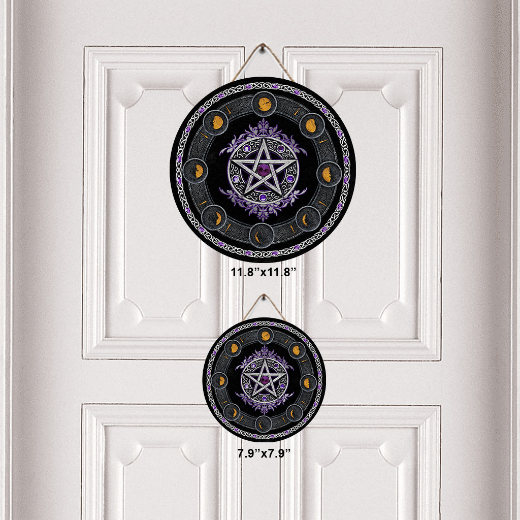 Horloge murale sorcière - Panneau rond en bois