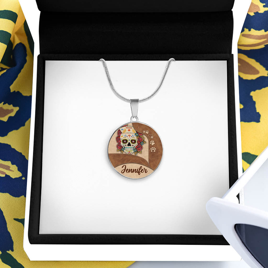 Vie d'infirmière - Collier pendentif rond personnalisé pour infirmière