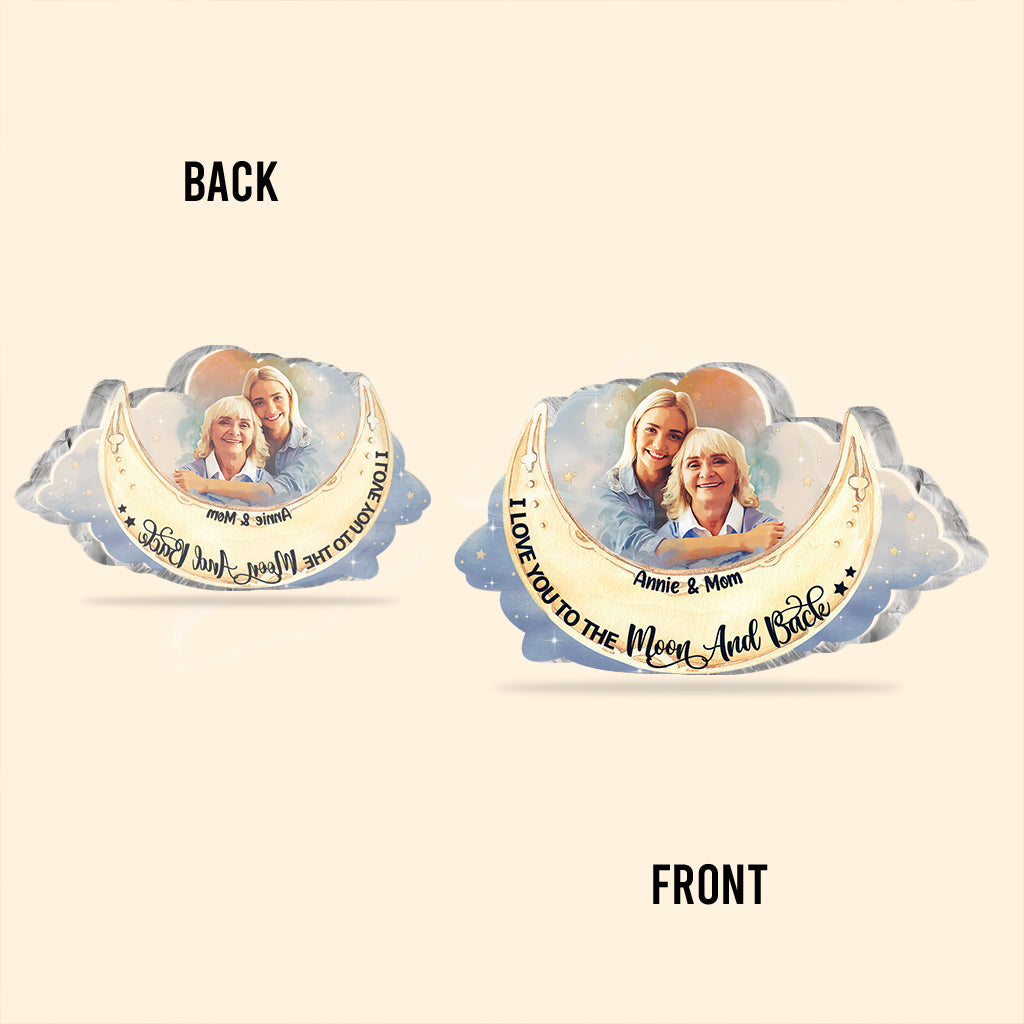 Je t'aime jusqu'à la lune et retour - Plaque acrylique personnalisée pour maman