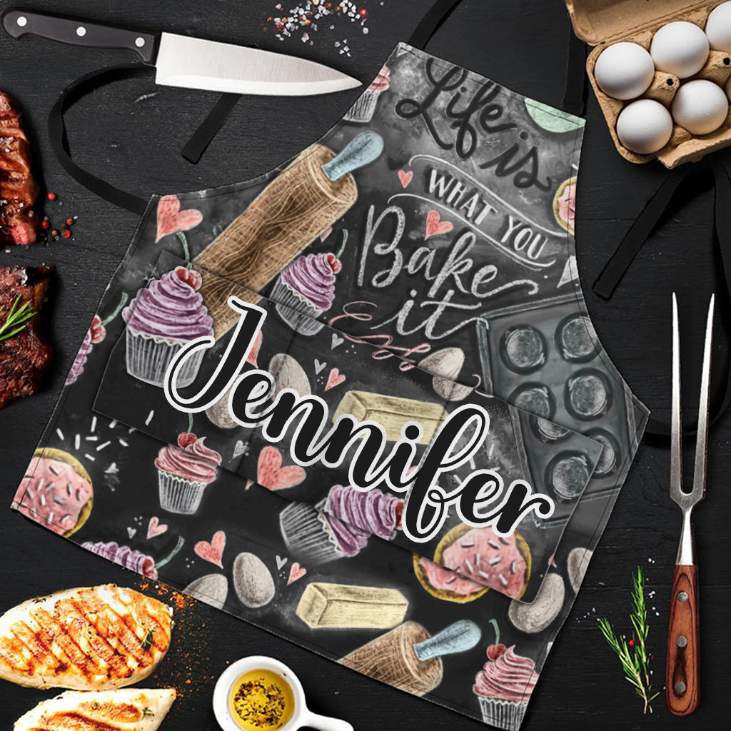Tablier de pâtisserie personnalisé « La vie est ce que vous en faites »