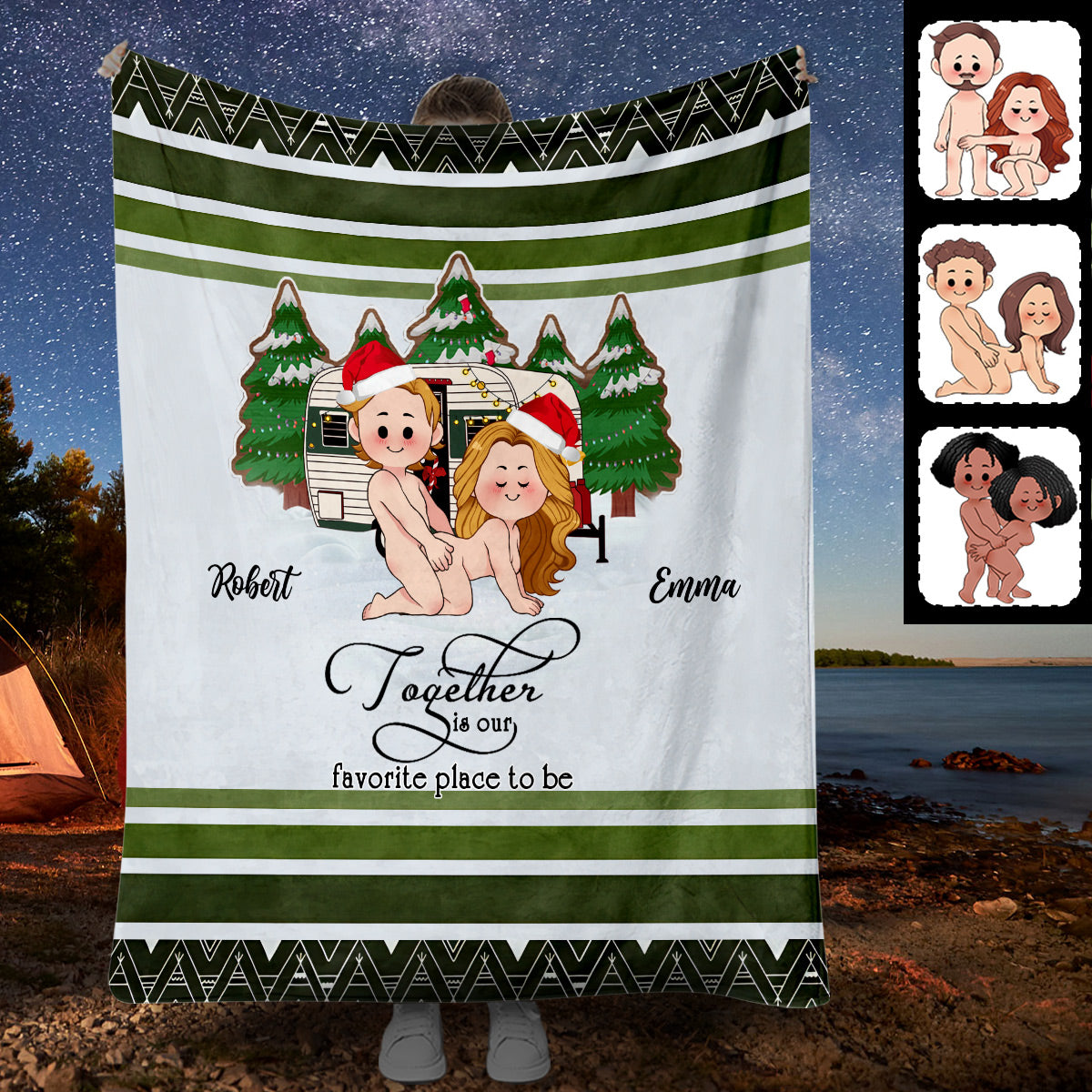 Être ensemble, c'est notre endroit préféré - Couverture de camping personnalisée