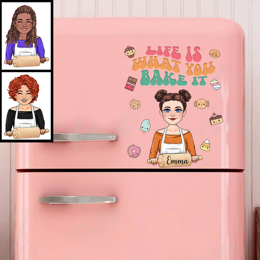 Life Is What You Bake It - Baking gift for mom, wife, her - Personalized Decal Die Cut