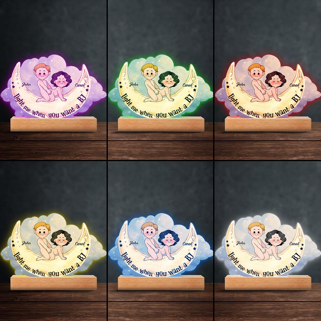 Allume-moi quand tu veux une fellation - Plaque lumineuse personnalisée en forme de couple