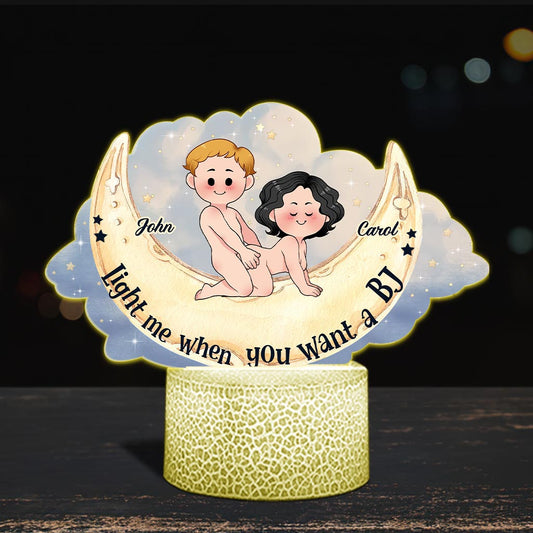 Allume-moi quand tu veux une fellation - Plaque lumineuse personnalisée en forme de couple